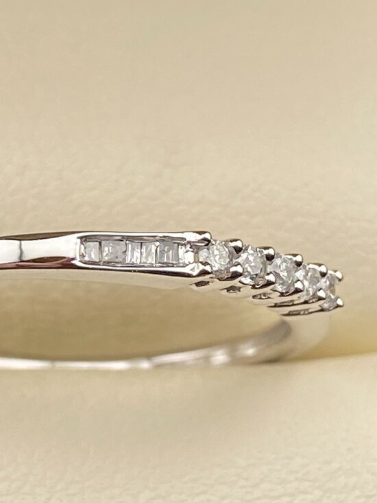 Luxury Solid 10K White Gold Genuine Diamonds Engagement Ring Set (2 Pcs.) Sz. 7 - Picture 12 of 15